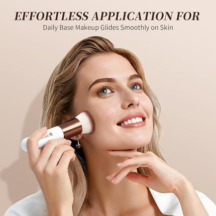 DUcare Foundation Brush,Flat Top Kabuki Brush Synthetic Professional Makeup Brush Liquid Blending Mineral Powder Buffing Stippling Makeup Tools, Rose Golden/White
