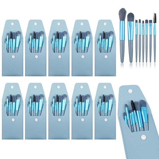 10 Sets Travel Size Makeup Brushes Set Mini Face Make up Brushes Brushes Bag for Makeup Party Favors Wedding Bridal Shower Favors Bridesmaid Gift Bachelorette Party Gift (Light Blue, 10pc)