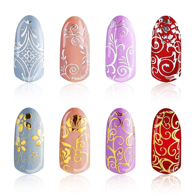 Warm Girl 108Pcs 3D Silver Flower Nail Art Stickers Decals Stamping DIY Decoration Tools