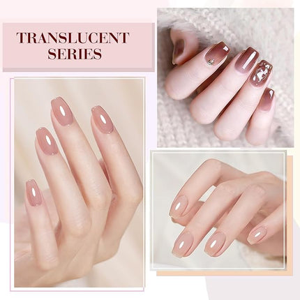 CANNI Jelly Gel Nail Polish Set – 6 Colors (Pink, Red, Nude Brown), 9ML Translucent Natural Shades, Soak Off UV LED Gel, High Gloss Nail Art for Salon & DIY