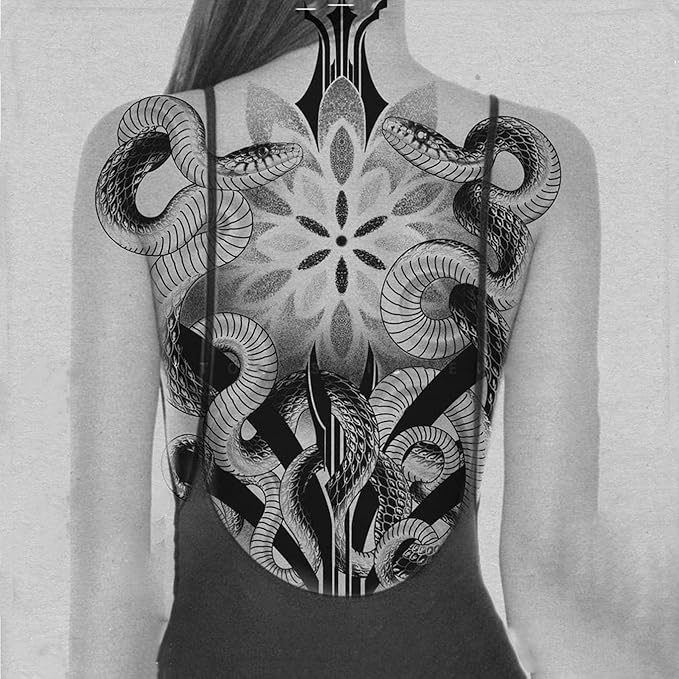 Large Temporary Tattoos Women Temporary Neck Tattoos Temporary Realistic Flower Chest Tattoo for Adults (Temporary Tattoos Sticker 41)