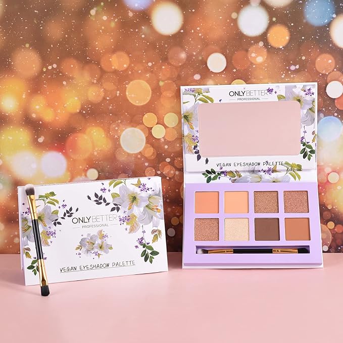 Matte Eyeshadow Palette, Vegan Eyeshadow Palette with Brush, 8 Shades Nude High Pigmented Organic Long Lasting Naked Eyeshadow