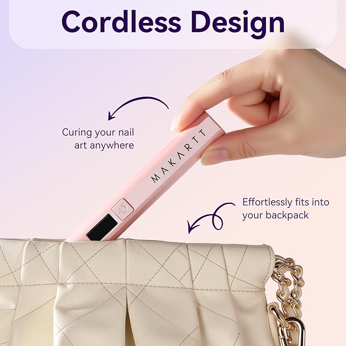 Makartt Handheld UV Light for Gel Nails - Portable Mini UV LED Nail Lamp Lumière Nail Dryer Fast Drying for Curing Nail Art Polish Rechargeable USB Nail Light with LCD 2 Timer for DIY Salon (Pink)