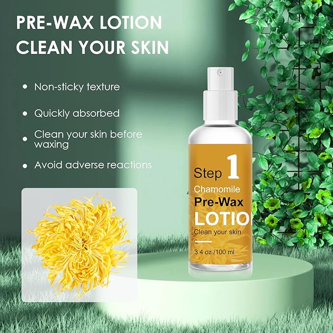 Pre Wax Spray and After Wax Spray, Triple-bottle Skin Care Set with Pre-wax Cleanser, Wax Remover Oil and Skin Soother Organic Aloe Vera Gel for Sensitive Skin - 100ML