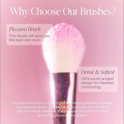 Piccasso 116 Highlighter Brush – Soft Goat Hair Makeup Brush for Face, Ideal for Highlighting Cheekbones, Nose, and Jawline, Fluffy Blush Brush for Natural Glow, Professional Korean Beauty