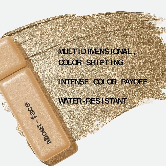 aboutface Fractal Glitter Eye Paint Apollo Empire – Smudge-Proof, Long-Lasting Liquid Eyeshadow – Intense Sparkle with Mousse Texture – Vegan, Cruelty-Free – 0.13oz (Gold)