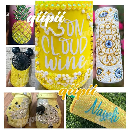 qiipii Light Champagne AB Resin Rhinestones w B7000 Jewelry Glue for Bedazzling Crafting 2mm-6mm Flatback Jelly Stones Diamonds Crystals Gems Charms for Nails Face Eyes Makeup Tumblers Bottles Crafts