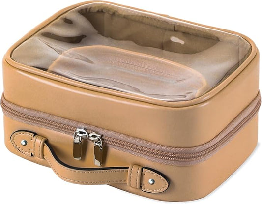 Veki Transparent Makeup Bag Travel Cosmetic Bags Case Waterproof Toiletries Bag Large Capacity Open Storage Bags Organizer With Zipper, Portable Make Up Organizer for Women and Girls