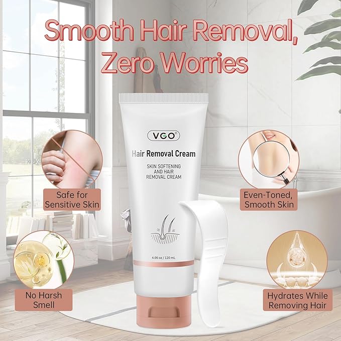 VGO 2 Pack Painless Hair Removal Cream for Women & Men, Hair removal cream for body, back & legs, Depilatory Cream Suitable All Skin Types