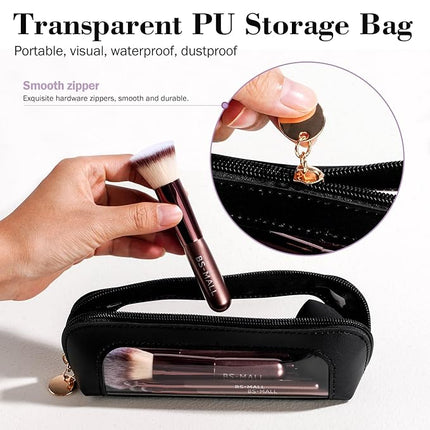 BS-MALL 14 Pcs Makeup Brushes Set with 1 Pcs Makeup Sponge – Essential Foundation Powder Concealers, Eye Shadows, Blush Makeup Brushes with Travel Makeup Case (Coffee)