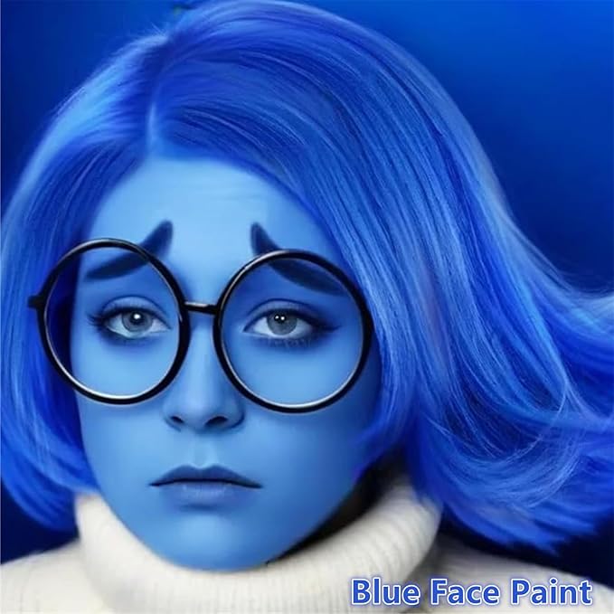 Go Ho Royal Blue Face Paint Washable,Water Based Cream Blue Face Body Paint,Halloween Cosplay SFX Smurf Mystique Avatar Clown Makeup,Highly Pigmented,Smooth and Safe for Skin