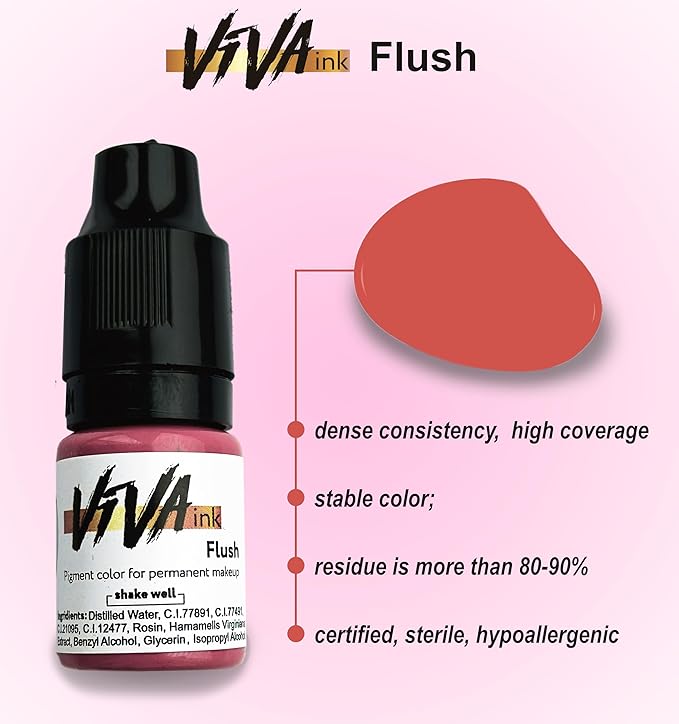 Lip Pigment – Flush – Permanent Lip Makeup – Microblading Ink for Durable and Colorful Lips – Long Lasting Color Lip Cosmetics (0.2 oz)