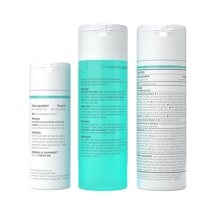 Proactiv 3 Step Acne Treatment w/ Pimple Patches - Benzoyl Peroxide Face Wash, Repairing Acne Spot Treatment for Face and Body, Exfoliating Toner - 90 Day Complete Acne Skin Care Kit + Pimple Patches