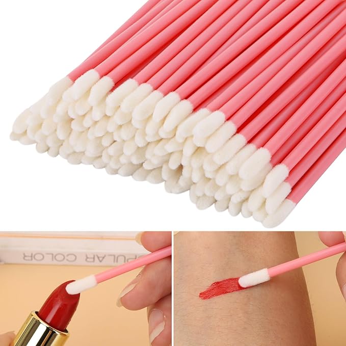 700 Piece Disposable Lip Wands - Lip Brushes, Lipstick & Gloss Applicators - Lint Free Makeup Applicator Brush Beauty Tool - Pink