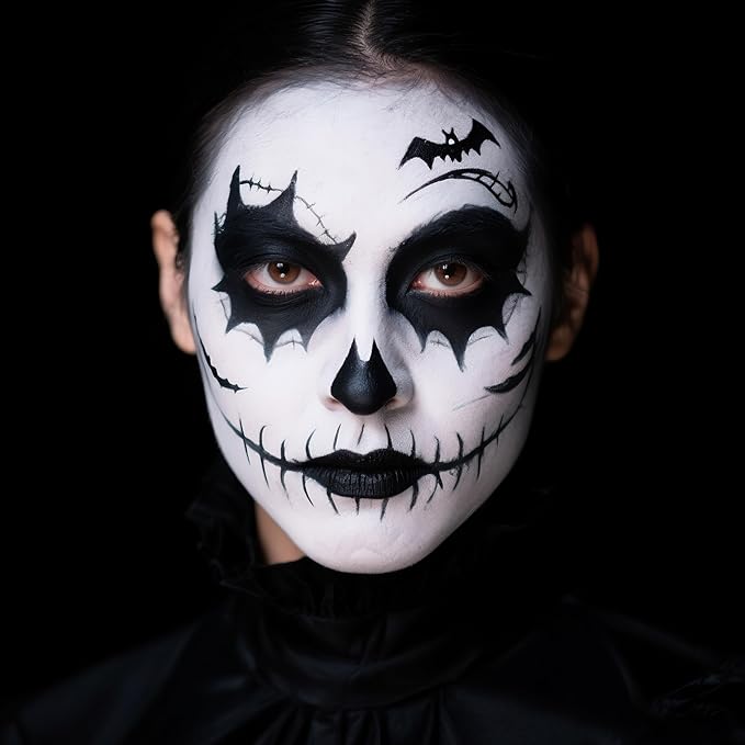 Spooktacular Creations Halloween Makeup Face Body Paint Waterproof Foundation Cream Cake Tub, Halloween Party Cosplay Clown Sfx Costume and Dress Up Makeup for Adult(1 Oz, Black)