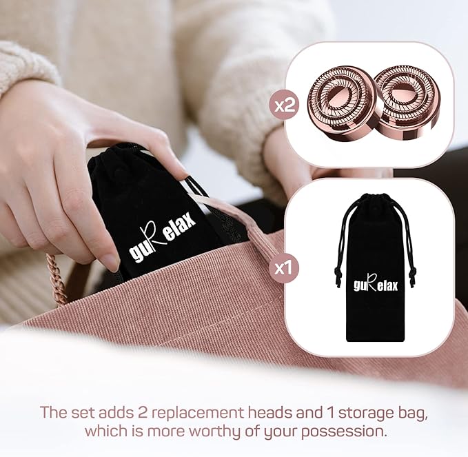 Facial Hair Removal for Women(as seen on tv), Gurelax Facial Hair Remover, Electric Face Shaver, Painless Hair Removal Device for Lip, Chin with 2 x Replacement Heads