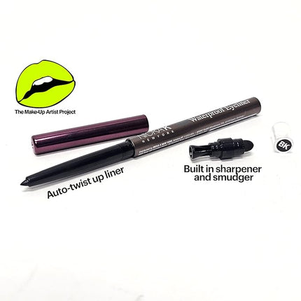 The Make-Up Artist Project 3 pack bundle of NYA40 Black Waterproof Eyeliner, Long-Lasting Black Color Intensity, Mechanical Liner with Sharpener & Smudger