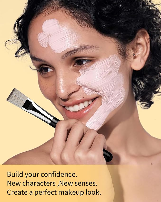 Mask Brush, EIGSHOWBEAUTY Facial Mask Brush Wood Handle Premium Bristle Face Mask Application Foundation Brush Cosmetic Tools for Women, Girls Body Lotion, Mud, Clay, Charcoal Mixed Mask - Grey