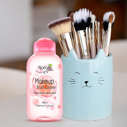 Norate Makeup Brush Cleaner, Make Up Brush Cleansers Solution, Makeup Cleaner for Makeup Brushes, Beauty Sponge, Powder Puff, Deep Clean Brush Shampoo, Gentle Formula Cruelty Free 4.4 FL.OZ