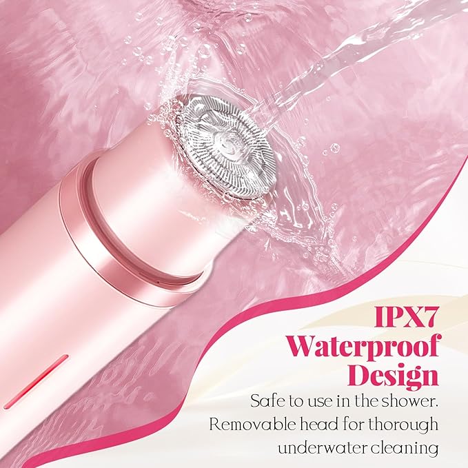 Dermave Bikini Shaver 2.0, Dual Head Electric Bikini Trimmer for Women, 2 in 1 Wet and Dry Waterproof Glow Aura Womens Shaver for Face, Legs, Underarm (Pink)
