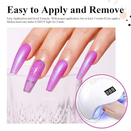 Imtiti Aurora Mermaid Purple Blue Gel Nail Polish, 0.5fl.oz Pearl Shimmer Glitter Shell Soak Off U V Gel Nail Polish for DIY Nail Art Manicure 1Pcs