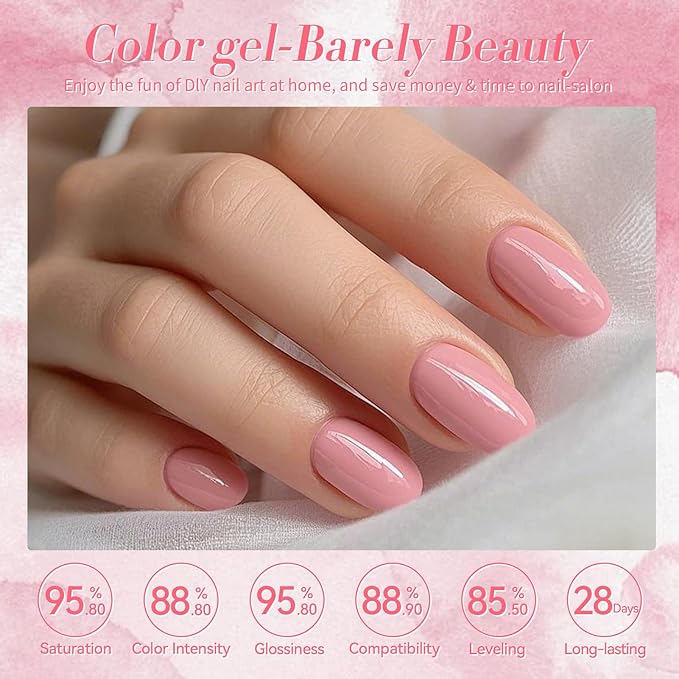 Born Pretty Nude Pink Gel Nail Polish Netural Gel Polish Spring Summer Valentine's Day Nail Art Manicure Collection 6PCS