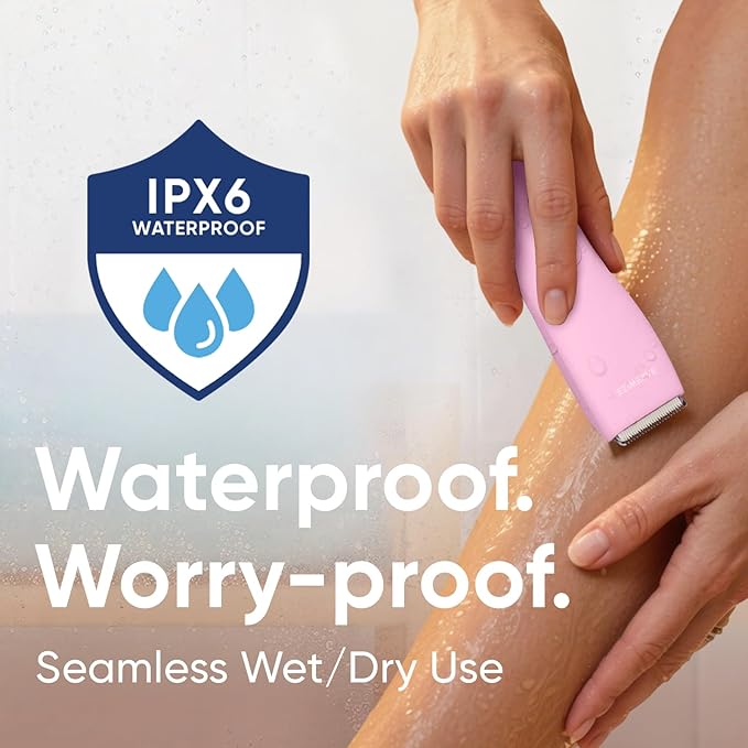 Bikini Trimmer for Women, Pubic Hair Trimmer | Waterproof, USB-C Rechargeable, LED Light, Replaceable Blade | Electric Razors for Women, Electric Lady Shaver (Rose)