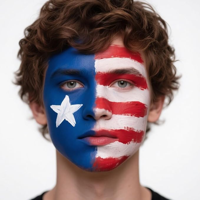 Red White Blue Face Paint Kit,4th of July USA Patriotic 1.01oz/pc Water Based Body Paint with sponges,Halloween Face Painting for Joker Clown Devil Costume Makeup