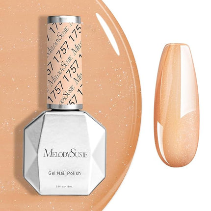 MelodySusie Orange Shimmer Gel Nail Polish,0.5fl oz Nude Shimmer Soak Off UV LED Orange Sparkle Glitter Gel Polish Gift for Women Nail Art Manicure Salon DIY Nail Design Decoration at Home-1757