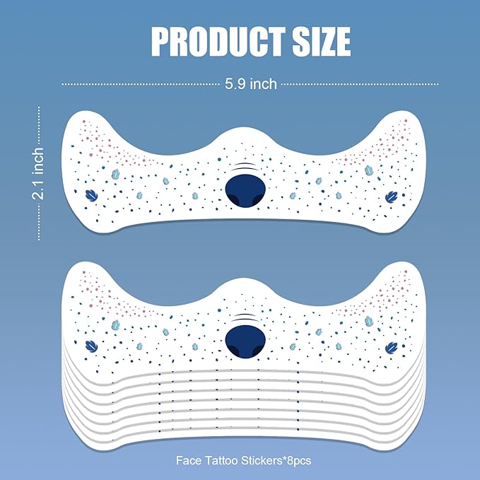 Freckles Face Tattoo - Cute Glitter Temporary Tattoos for Halloween Makeup, Stitches Costume, Classroom Prizes & Christmas Rewards | Waterproof Fake Freckle Stickers for Women & Girls (8 Sheets)