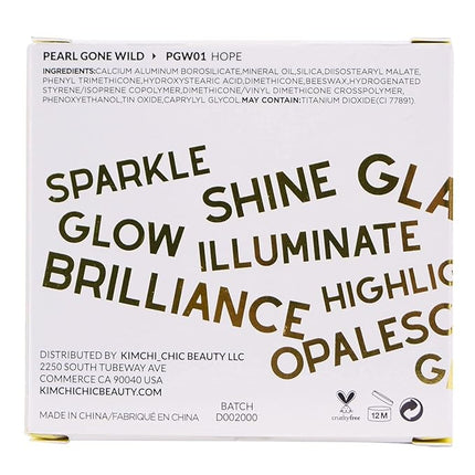 KimChiChic Beauty Pearl Gone Wild Highlighter - Pressed Shimmer Powder for Face & Body, Iridescent Glow, with Mirror, Cruelty Free, Hope Blue Iridescent 0.32oz