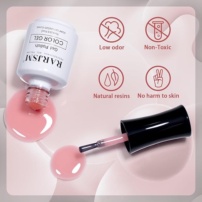 RARJSM Nude Gel Nail Polish Cherry Blossom Pink Skin Tone Color Neutral Sheer Ice Jelly Gel Polish Transparent Nail Gel Polish Soak off UV LED Cured for Home Salon DIY Manicure 15ml Single Bottle