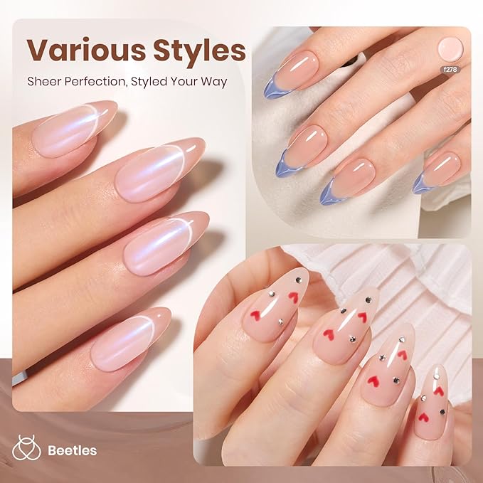 Beetles Nude Brown Gel Nail Polish - 15ml Hema Free Natural Nude Jelly Gel Polish Nail Concealer Fall Color Sheer Translucent Effect Soak Off UV Oat Latte Collection Nail Art Manicure Gift for Women