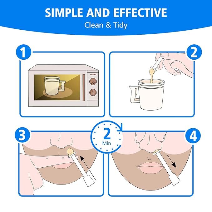 Super Nose Wax Kit Men,120g Wax, 30 Applicators | Ear & Nose Hair Removal Waxing Kit for Women | Includes 15 Balm Wipes & 10 Mustache Guards | Lasts 6 Weeks | Nasal Waxing Kit for Gift