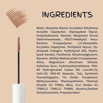 K-Palette Eyebrow Gel, Longwear Brow Color Mascara with Natural Effects, Easy-to-Use Brow Makeup Brush for Defined Eyebrows, Blonde, Foggy Milk Beige