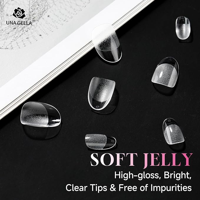 UNA GELLA Oval Gel Nail Tips, 312 Pcs Short Oval Round Nails Pre-Etched Half Matte Clear Acrylic Full Cover Press on Fake Nails No Filing Needed for DIY & Nail Extensions 12 Sizes