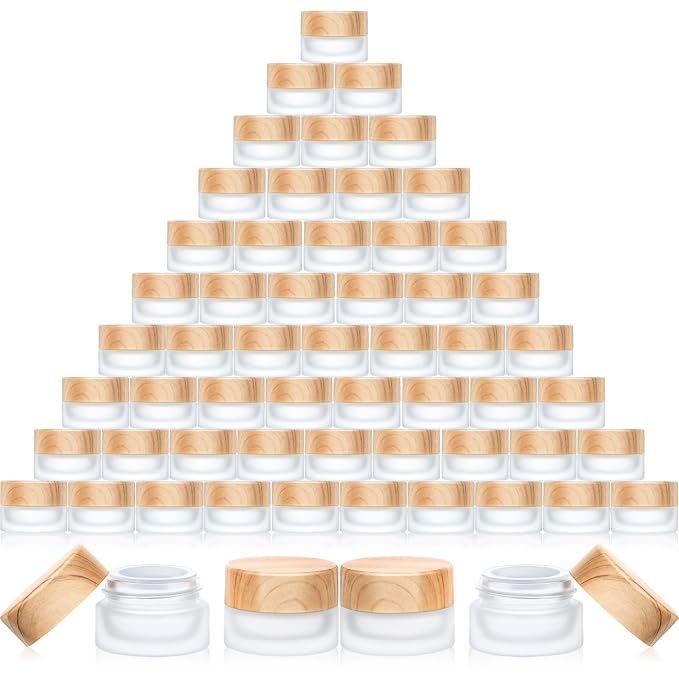 Geiserailie 60 Pieces Glass Cosmetic Containers Empty Sample Jars with Leak Proof Lids Makeup Sample Containers for Lotion Cream Cosmetic (5 Gram)