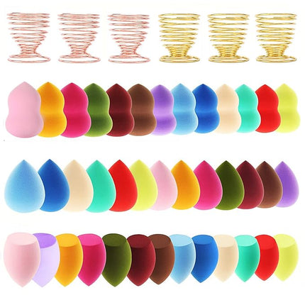 45pcs Makeup Sponge Blender Set - 39 Pcs Latex-Free Vegan Sponges with 6 Pcs Makeup Blender Holder, Beauty Cosmetic Foundation Blending Powder Puff for Liquid Powers BB Cream (Style 2)