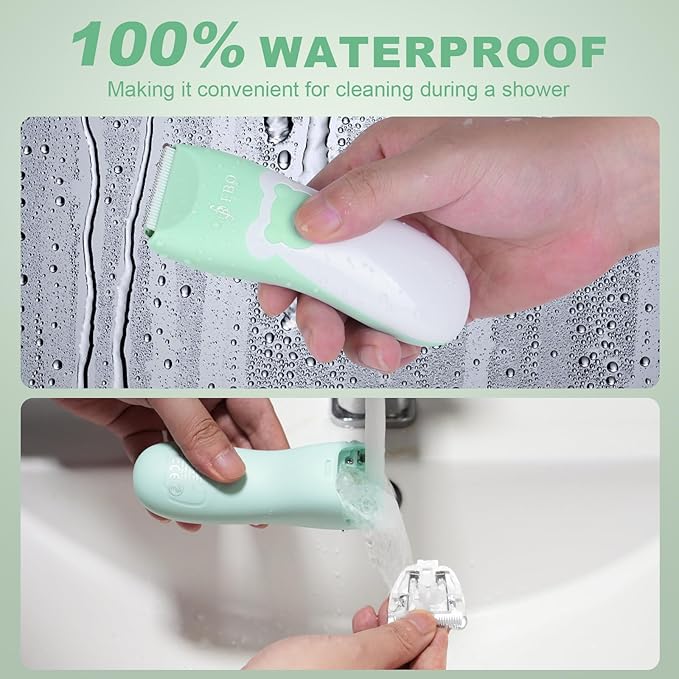 FBO Body Hair Trimmer Bikini Trimmer Electric Shaver - Rechargeable Electric Shaver - lPX7 Waterproof (Green)