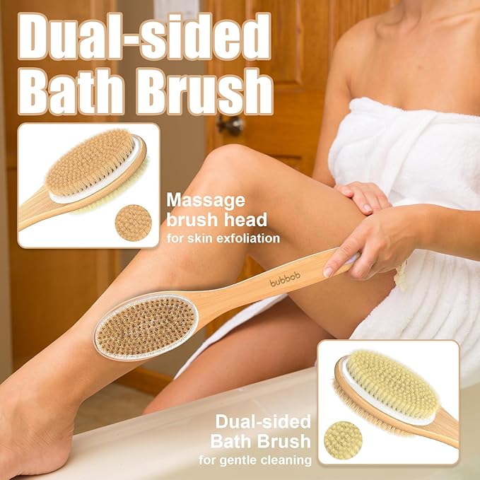 Back Scrubber for Shower,Bath Brush with Long Handle,Bath Brush Body Exfoliator for Wet or Dry Brushing,Men and Women (Purple)