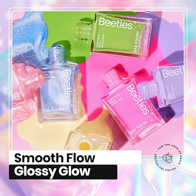 Beetles Nail Polish Set 12 Colors Neon Hot Pink Green Blue Yellow Purple Quick Dry Nail Polish Kit Air Dry Fingernail Pastel Nail Lacquer DIY Travel Home