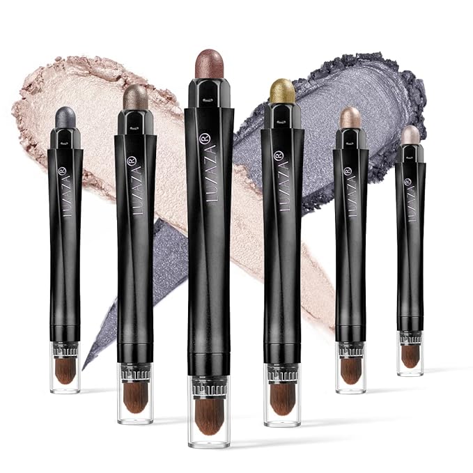 6PCS Cream Eyeshadow Stick Makeup Sets, Metallic And Matte Shimmer Eye Shadow Eye Brightener Stick Pencil Crayon, A12-Neutral Khaki