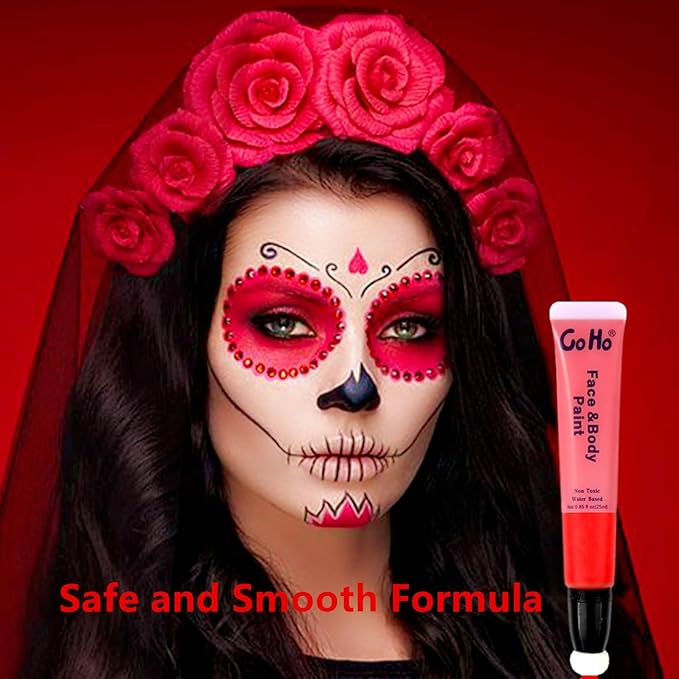 Go Ho Red Face Paint Stick,High Pigment,Water Based Cream Red Face Body Paint Washable for Halloween Cosplay SFX Devil Clown Makeup