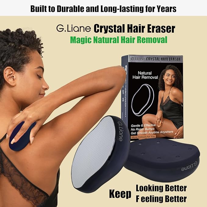 Crystal Hair Eraser,Upgraded Painless Crystal Hair Remover,Effective Nano Glass Hair Removal Device and Skin Exfoliation,Body Epilator for Women and Men(Black)