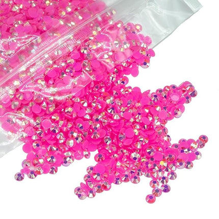 qiipii 5000PCS 4mm Hot Pink AB Resin Rhinestones for Crafts Rose Pink AB Flatback Jelly Rhinestones Bulk SS16 Non-Hotfix Stones Diamonds Crystals Gems for Mugs Tumblers Bottles DIY Crafts Decoration