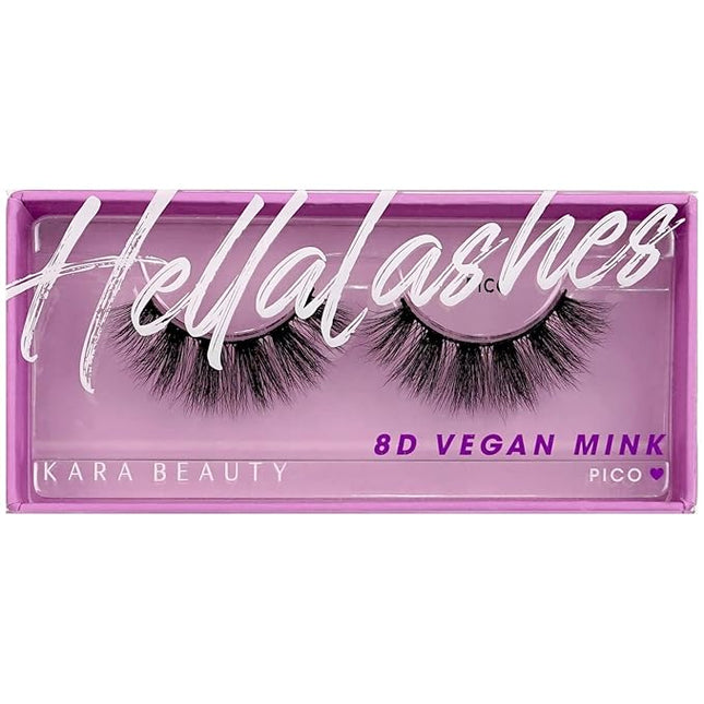 KARA BEAUTY Style L7 Hellalashes 8D Faux Mink Lashes Lightweight Synthetic Fiber in 8 Dimensional Layers PICO - Spiked with Length Focused in Center, 1 Pair