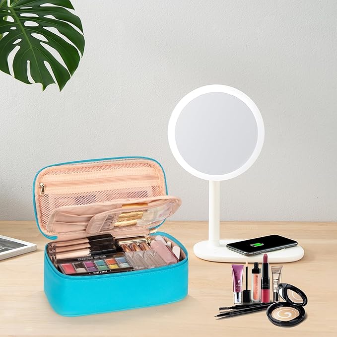 OCHEAL Small Makeup Bag,Portable Cute Travel Makeup Bag for Women and Girls Makeup Brush Organizer cosmetics Pouch Bags-Dark Blue