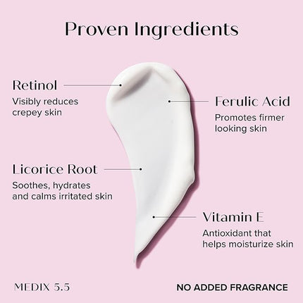 MEDIX Fragrance Free Firming Retinol Body Lotion + Brightening Vitamin C Cream 2pc Skin Care Set | Crepey Skin Care Treatment | Anti Aging Body Cream & Face Moisturizer For Crepe Skin & Dark Spots