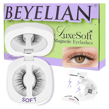 BEYELIAN Magnetic Eyelashes with Applicator Kit, Upgrade Reusable Natural False Lashes, No Glue Needed Soft Magnetic Lashes for Eye (Lightweight & Comfortable)