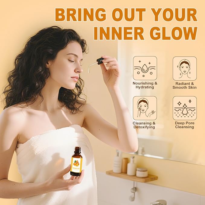 Turmeric Wash and Care 4 Piece Set,Turmeric Skincare Set: Turmeric Facial Cleanser,Cleansing Pad,Soap bar & Essential Oil, Deep Cleansing for Face & Body